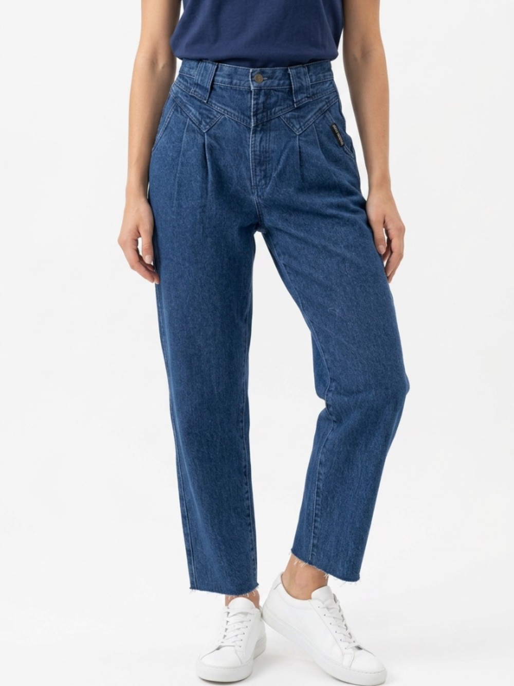 👖ROCKY MOUNTAIN • Vintage High Rise Mom Jeans Dark Wash Raw Hem Western